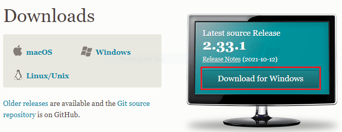 Halaman download Git untuk Windows
