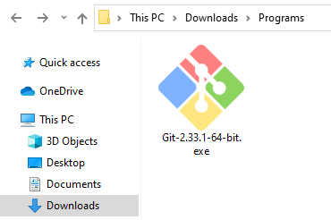 Contoh lokasi folder setelah mendownload Git