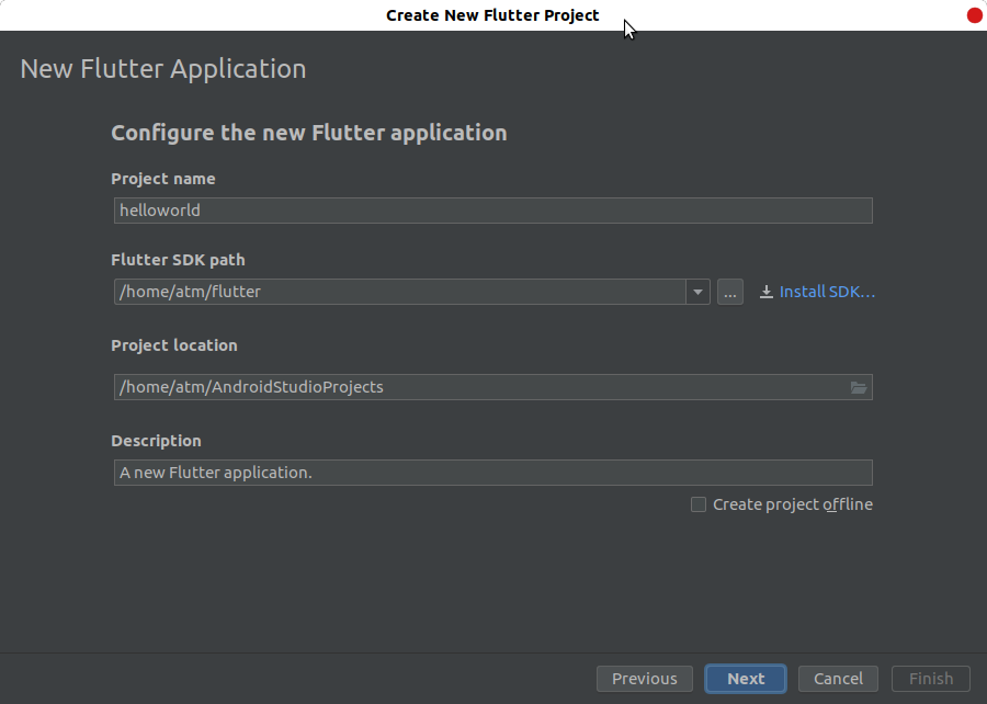 Create New Flutter Application