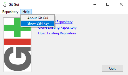 Show SSH Key Git GUI