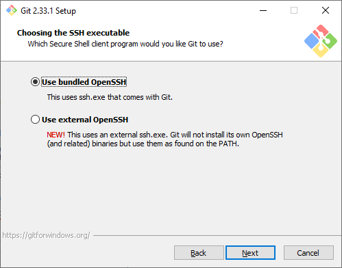 Memilih SSH Client pada Git