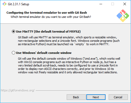 Memilih terminal emulator pada Git