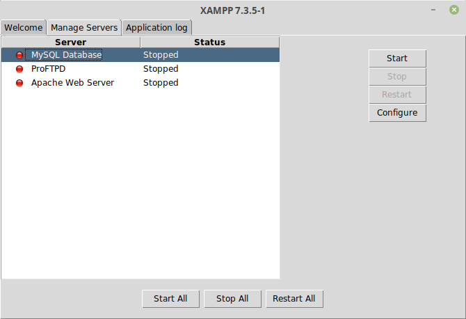 Xampp start all button